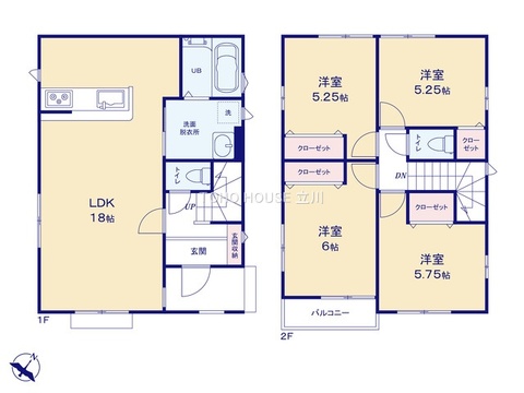 こちらの間取り図で、お部屋の配置や動線をイメージしていただけます。お部屋ごとの広さやレイアウトを参考に、生活のシーンを思い描いてみてください。
