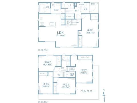 こちらの間取り図で、お部屋の配置や動線をイメージしていただけます。お部屋ごとの広さやレイアウトを参考に、生活のシーンを思い描いてみてください。