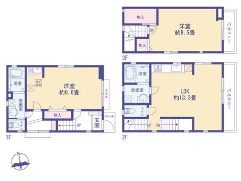 こちらの間取り図で、お部屋の配置や動線をイメージしていただけます。お部屋ごとの広さやレイアウトを参考に、生活のシーンを思い描いてみてください。
