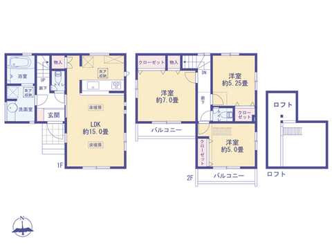 こちらの間取り図で、お部屋の配置や動線をイメージしていただけます。お部屋ごとの広さやレイアウトを参考に、生活のシーンを思い描いてみてください。