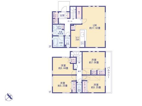 こちらの間取り図で、お部屋の配置や動線をイメージしていただけます。お部屋ごとの広さやレイアウトを参考に、生活のシーンを思い描いてみてください。