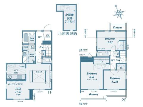 こちらの間取り図で、お部屋の配置や動線をイメージしていただけます。お部屋ごとの広さやレイアウトを参考に、生活のシーンを思い描いてみてください。