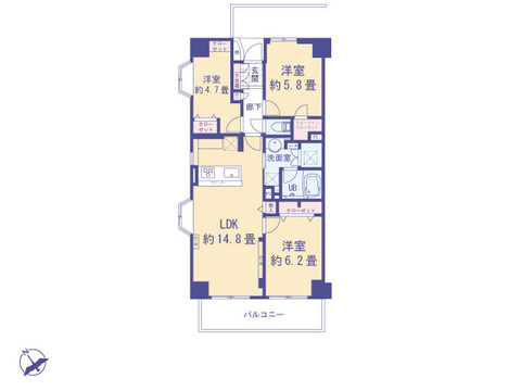 こちらの間取り図で、お部屋の配置や動線をイメージしていただけます。お部屋ごとの広さやレイアウトを参考に、生活のシーンを思い描いてみてください。