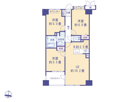 こちらの間取り図で、お部屋の配置や動線をイメージしていただけます。お部屋ごとの広さやレイアウトを参考に、生活のシーンを思い描いてみてください。