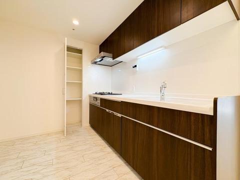 広々としたキッチンは、家族みんなで料理を楽しむのにぴったり。収納力が充実しており、調理器具や食材もすっきり片付けられます。さらに、お手入れがしやすい設計で、毎日の料理が快適に進みます。