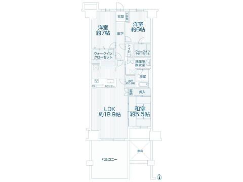 こちらの間取り図で、お部屋の配置や動線をイメージしていただけます。お部屋ごとの広さやレイアウトを参考に、生活のシーンを思い描いてみてください。