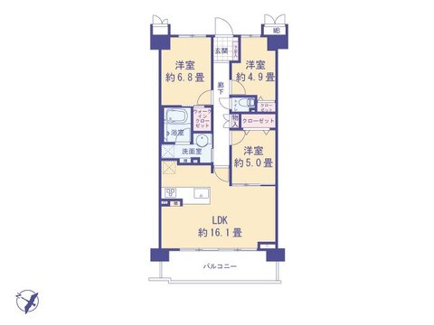 こちらの間取り図で、お部屋の配置や動線をイメージしていただけます。お部屋ごとの広さやレイアウトを参考に、生活のシーンを思い描いてみてください。