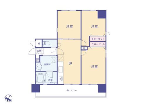 こちらの間取り図で、お部屋の配置や動線をイメージしていただけます。お部屋ごとの広さやレイアウトを参考に、生活のシーンを思い描いてみてください。
