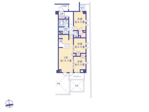 こちらの間取り図で、お部屋の配置や動線をイメージしていただけます。お部屋ごとの広さやレイアウトを参考に、生活のシーンを思い描いてみてください。