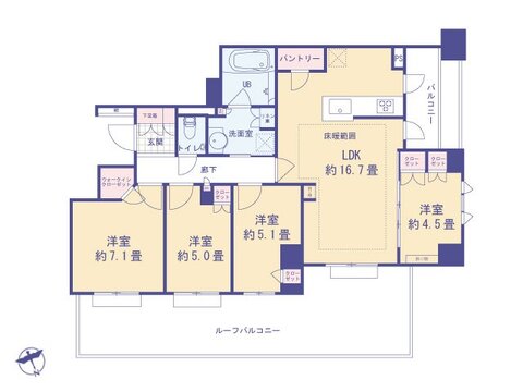 こちらの間取り図で、お部屋の配置や動線をイメージしていただけます。お部屋ごとの広さやレイアウトを参考に、生活のシーンを思い描いてみてください。