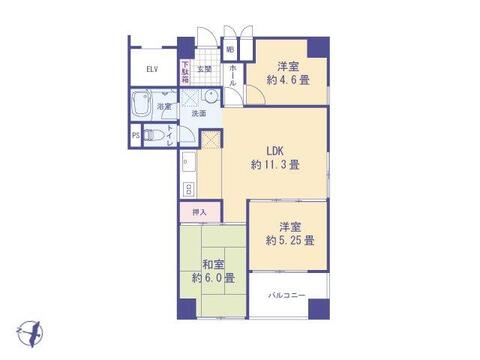 価格2380万円、専有面積59.49㎡、バルコニー面積5.67㎡