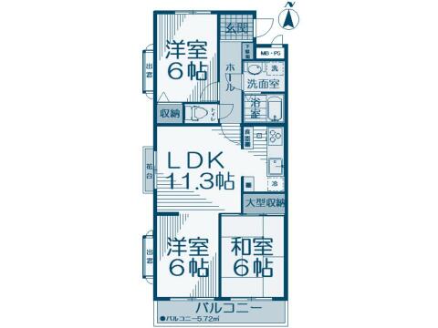 こちらの間取り図で、お部屋の配置や動線をイメージしていただけます。お部屋ごとの広さやレイアウトを参考に、生活のシーンを思い描いてみてください。