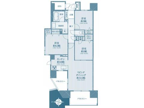 こちらの間取り図で、お部屋の配置や動線をイメージしていただけます。お部屋ごとの広さやレイアウトを参考に、生活のシーンを思い描いてみてください。