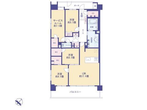 こちらの間取り図で、お部屋の配置や動線をイメージしていただけます。お部屋ごとの広さやレイアウトを参考に、生活のシーンを思い描いてみてください。