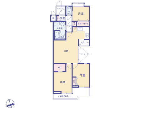 こちらの間取り図で、お部屋の配置や動線をイメージしていただけます。お部屋ごとの広さやレイアウトを参考に、生活のシーンを思い描いてみてください。