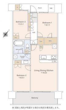3LDK、価格4999万円、専有面積71.01㎡、バルコニー面積12.8㎡