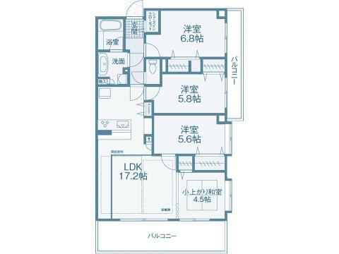 こちらの間取り図で、お部屋の配置や動線をイメージしていただけます。お部屋ごとの広さやレイアウトを参考に、生活のシーンを思い描いてみてください。