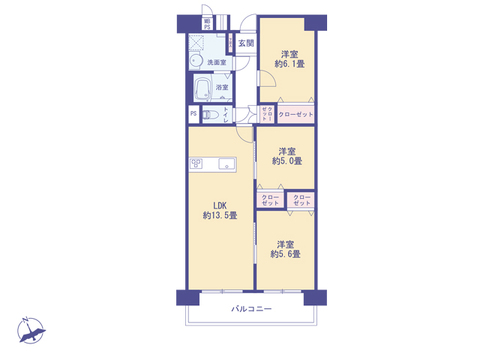 こちらの間取り図で、お部屋の配置や動線をイメージしていただけます。お部屋ごとの広さやレイアウトを参考に、生活のシーンを思い描いてみてください。