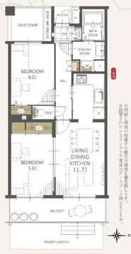 2LDK、価格2790万円、専有面積56.4㎡、バルコニー面積8.47㎡