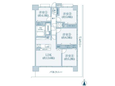 こちらの間取り図で、お部屋の配置や動線をイメージしていただけます。お部屋ごとの広さやレイアウトを参考に、生活のシーンを思い描いてみてください。