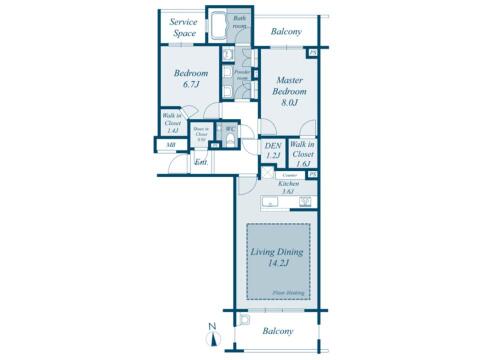 こちらの間取り図で、お部屋の配置や動線をイメージしていただけます。お部屋ごとの広さやレイアウトを参考に、生活のシーンを思い描いてみてください。