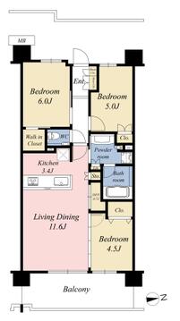 こちらの間取り図で、お部屋の配置や動線をイメージしていただけます。お部屋ごとの広さやレイアウトを参考に、生活のシーンを思い描いてみてください。