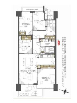 こちらの間取り図で、お部屋の配置や動線をイメージしていただけます。お部屋ごとの広さやレイアウトを参考に、生活のシーンを思い描いてみてください。