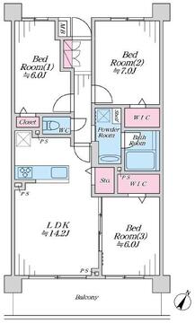 3LDK、価格3148万円、専有面積72.17㎡、バルコニー面積11.7㎡