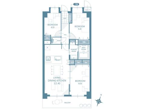 こちらの間取り図で、お部屋の配置や動線をイメージしていただけます。お部屋ごとの広さやレイアウトを参考に、生活のシーンを思い描いてみてください。