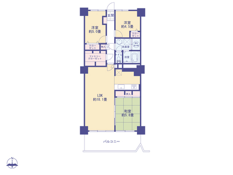 こちらの間取り図で、お部屋の配置や動線をイメージしていただけます。お部屋ごとの広さやレイアウトを参考に、生活のシーンを思い描いてみてください。
