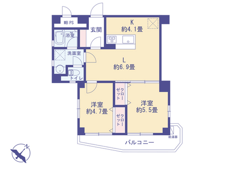 こちらの間取り図で、お部屋の配置や動線をイメージしていただけます。お部屋ごとの広さやレイアウトを参考に、生活のシーンを思い描いてみてください。
