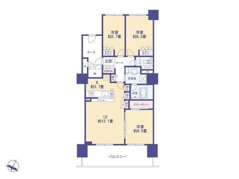 価格5500万円、専有面積77.11㎡、バルコニー面積15.84㎡