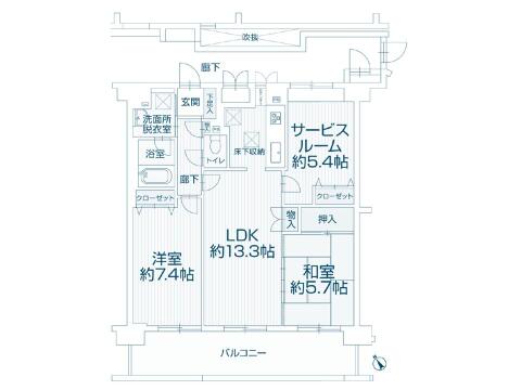 こちらの間取り図で、お部屋の配置や動線をイメージしていただけます。お部屋ごとの広さやレイアウトを参考に、生活のシーンを思い描いてみてください。