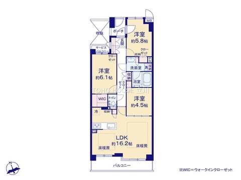こちらの間取り図で、お部屋の配置や動線をイメージしていただけます。お部屋ごとの広さやレイアウトを参考に、生活のシーンを思い描いてみてください。