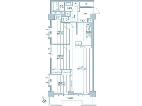 こちらの間取り図で、お部屋の配置や動線をイメージしていただけます。お部屋ごとの広さやレイアウトを参考に、生活のシーンを思い描いてみてください。