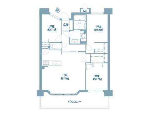 こちらの間取り図で、お部屋の配置や動線をイメージしていただけます。お部屋ごとの広さやレイアウトを参考に、生活のシーンを思い描いてみてください。