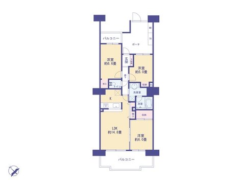 こちらの間取り図で、お部屋の配置や動線をイメージしていただけます。お部屋ごとの広さやレイアウトを参考に、生活のシーンを思い描いてみてください。
