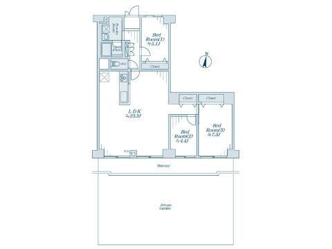 こちらの間取り図で、お部屋の配置や動線をイメージしていただけます。お部屋ごとの広さやレイアウトを参考に、生活のシーンを思い描いてみてください。