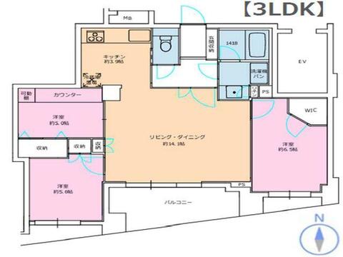 3LDK、価格6499万円、専有面積75.77㎡、バルコニー面積9.18㎡