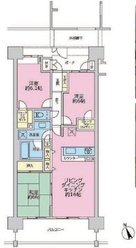 3LDK、価格6280万円、専有面積75.86㎡、バルコニー面積12.8㎡
