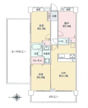 こちらの間取り図で、お部屋の配置や動線をイメージしていただけます。お部屋ごとの広さやレイアウトを参考に、生活のシーンを思い描いてみてください。