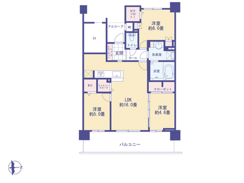 こちらの間取り図で、お部屋の配置や動線をイメージしていただけます。お部屋ごとの広さやレイアウトを参考に、生活のシーンを思い描いてみてください。