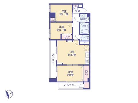 こちらの間取り図で、お部屋の配置や動線をイメージしていただけます。お部屋ごとの広さやレイアウトを参考に、生活のシーンを思い描いてみてください。
