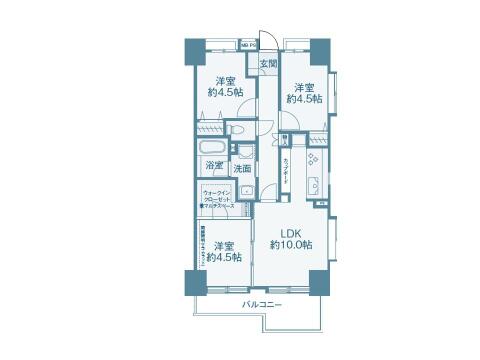 こちらの間取り図で、お部屋の配置や動線をイメージしていただけます。お部屋ごとの広さやレイアウトを参考に、生活のシーンを思い描いてみてください。
