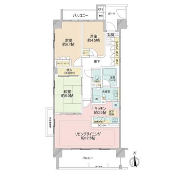こちらの間取り図で、お部屋の配置や動線をイメージしていただけます。お部屋ごとの広さやレイアウトを参考に、生活のシーンを思い描いてみてください。