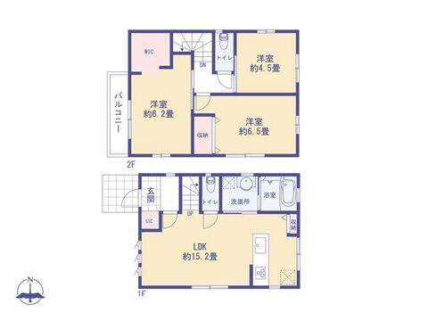 こちらの間取り図で、お部屋の配置や動線をイメージしていただけます。お部屋ごとの広さやレイアウトを参考に、生活のシーンを思い描いてみてください。