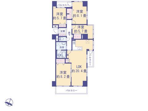 価格3980万円、専有面積106.66㎡、バルコニー面積17.31㎡