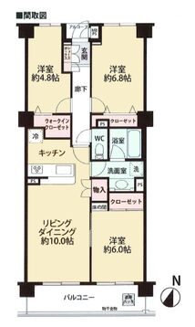 お子様の成長に合わせて使える3つの洋室と、広々10帖のリビングダイニングが魅力。ウォークインクローゼットなど豊富な収納で、家族みんなが快適に暮らせる間取りです。