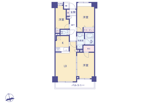 こちらの間取り図で、お部屋の配置や動線をイメージしていただけます。お部屋ごとの広さやレイアウトを参考に、生活のシーンを思い描いてみてください。