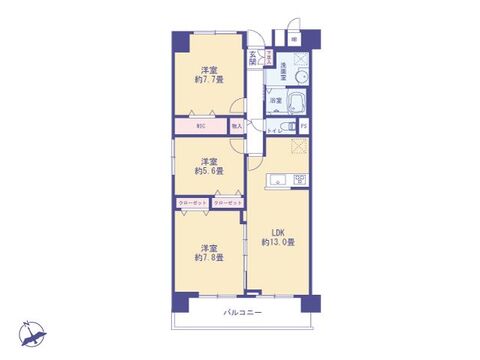 こちらの間取り図で、お部屋の配置や動線をイメージしていただけます。お部屋ごとの広さやレイアウトを参考に、生活のシーンを思い描いてみてください。